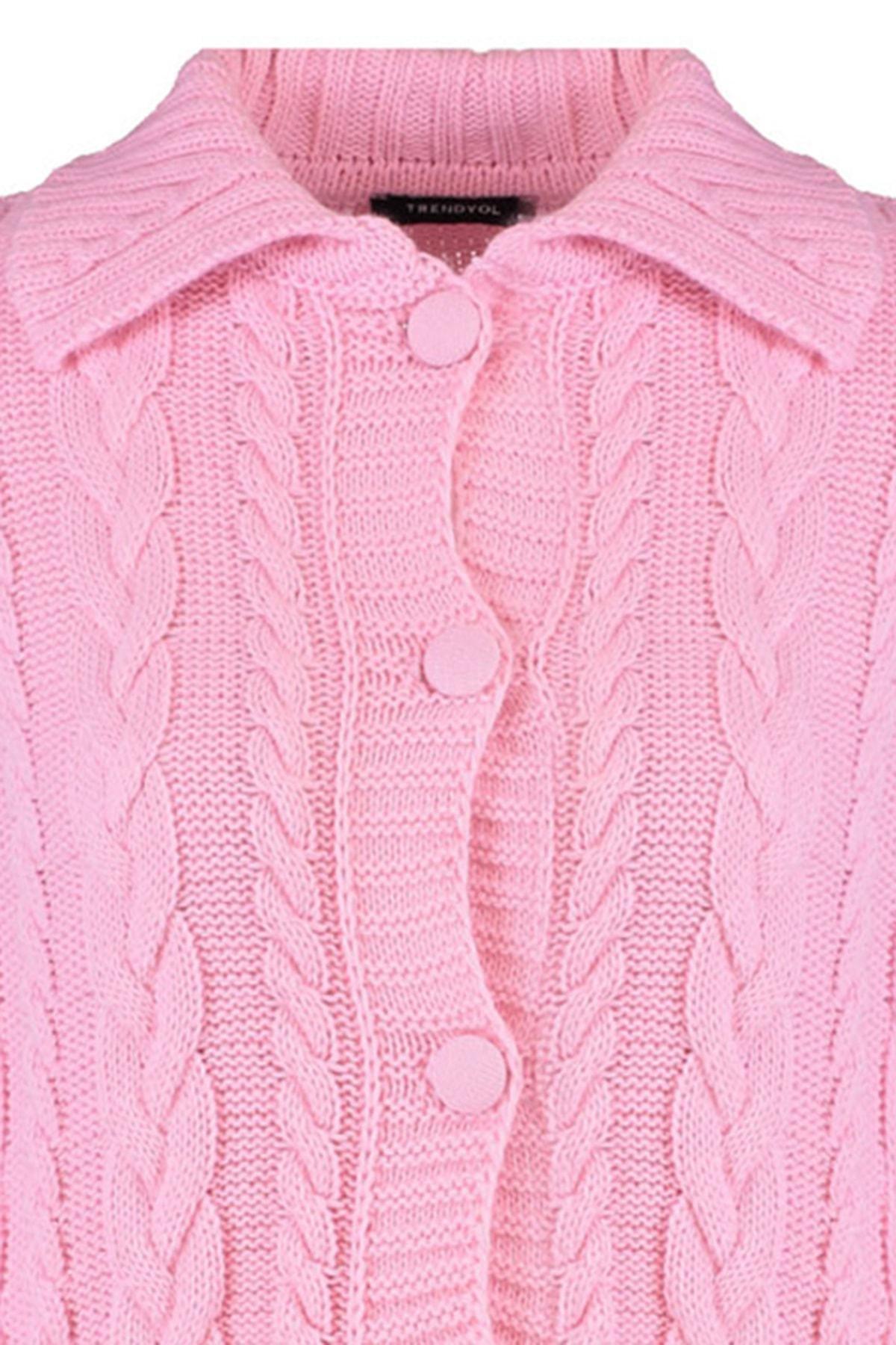 Pink Polo Neck Cardigan, , large image number 7