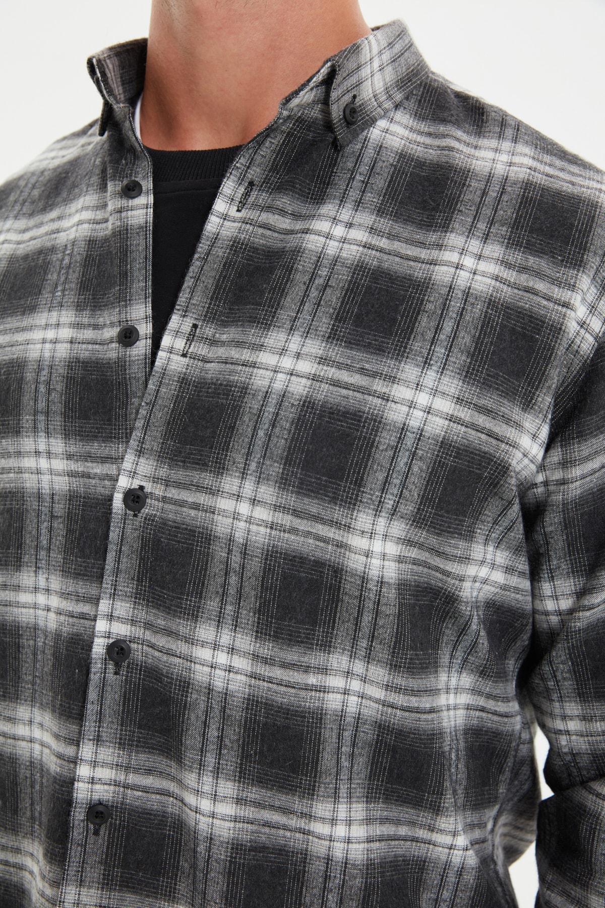 Grey Slim Button Placket Shirt, , large image number 3