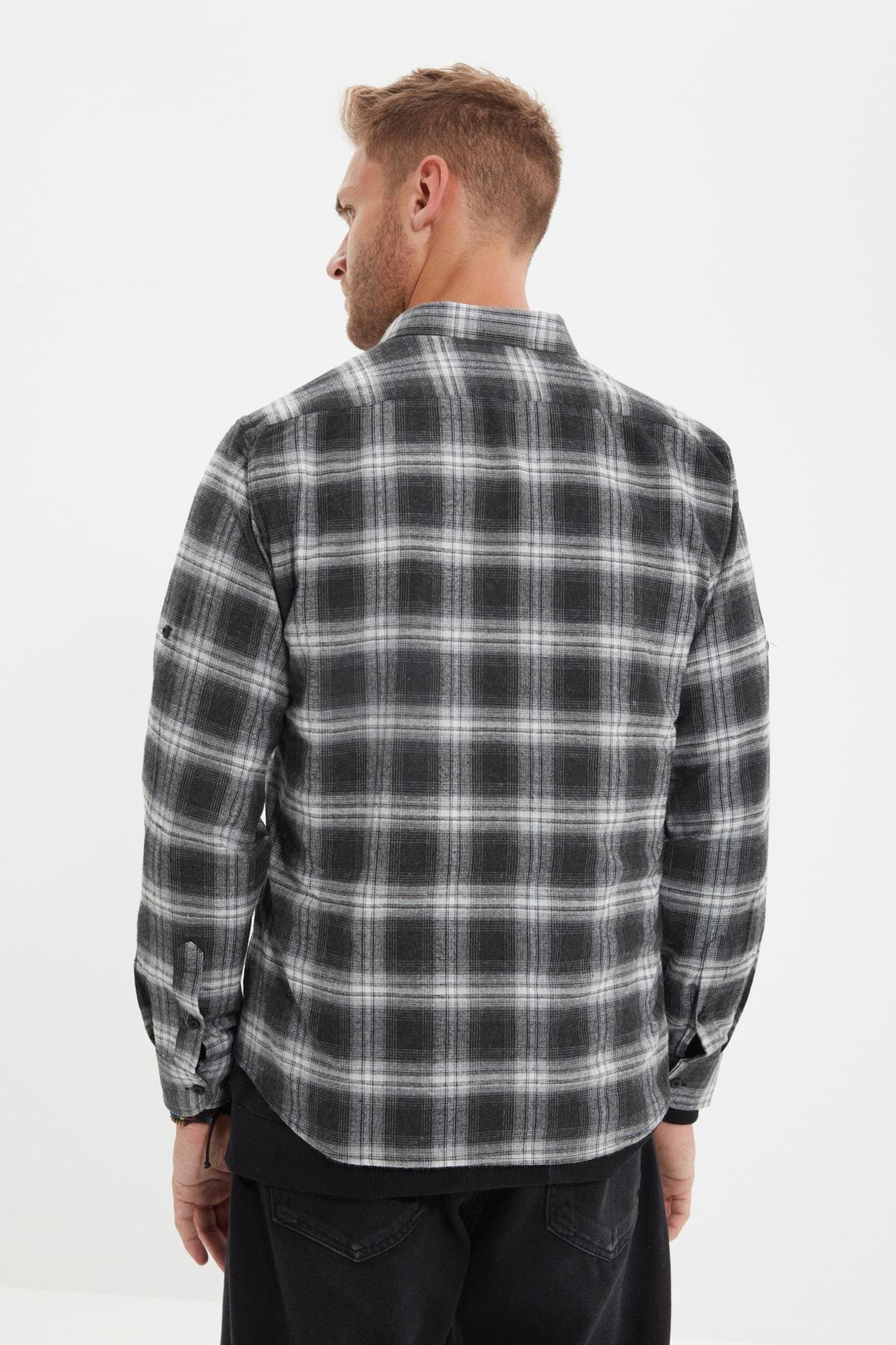 Grey Slim Button Placket Shirt, , large image number 4