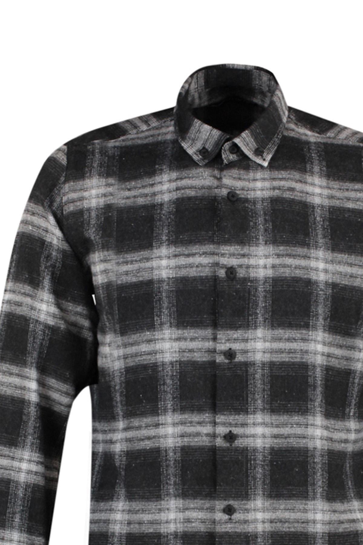 Grey Slim Button Placket Shirt, , large image number 7