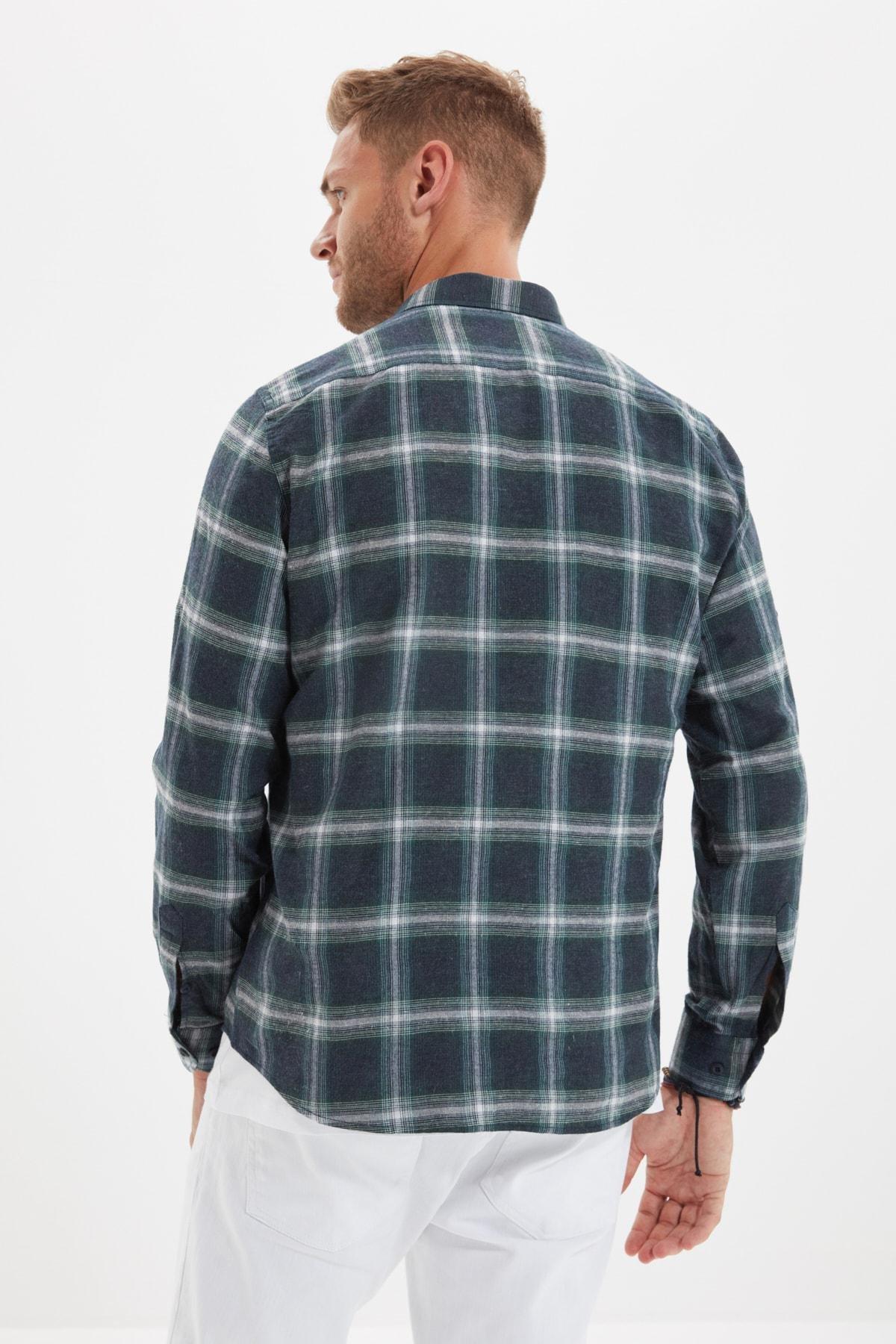 Green Slim Button Placket Shirt, , large image number 4