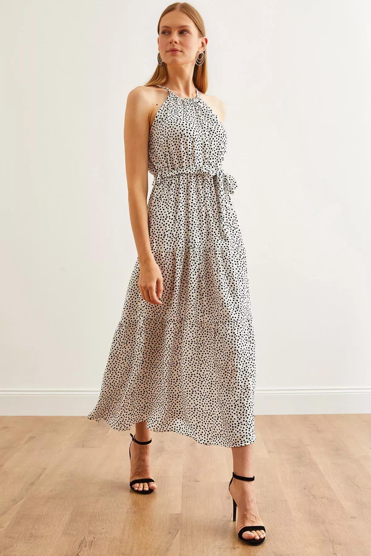 Beige Polka Dot  Dress, , large image number 0