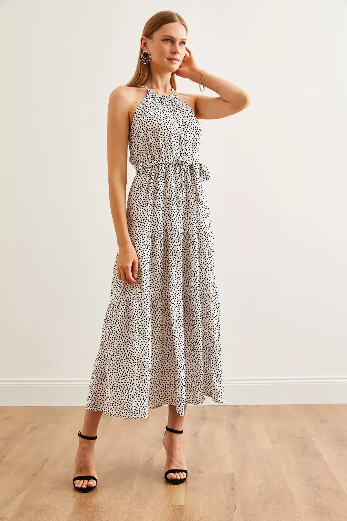 Beige Polka Dot  Dress, , large image number 2