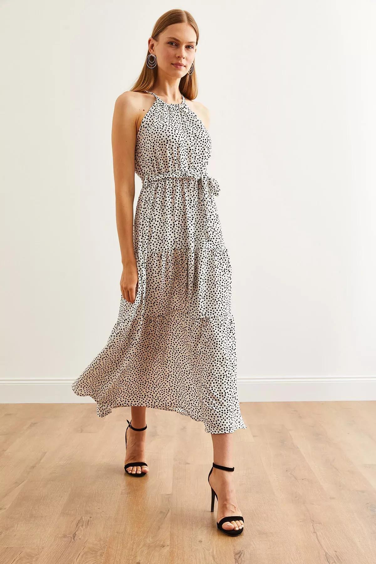 Beige Polka Dot  Dress, , large image number 3