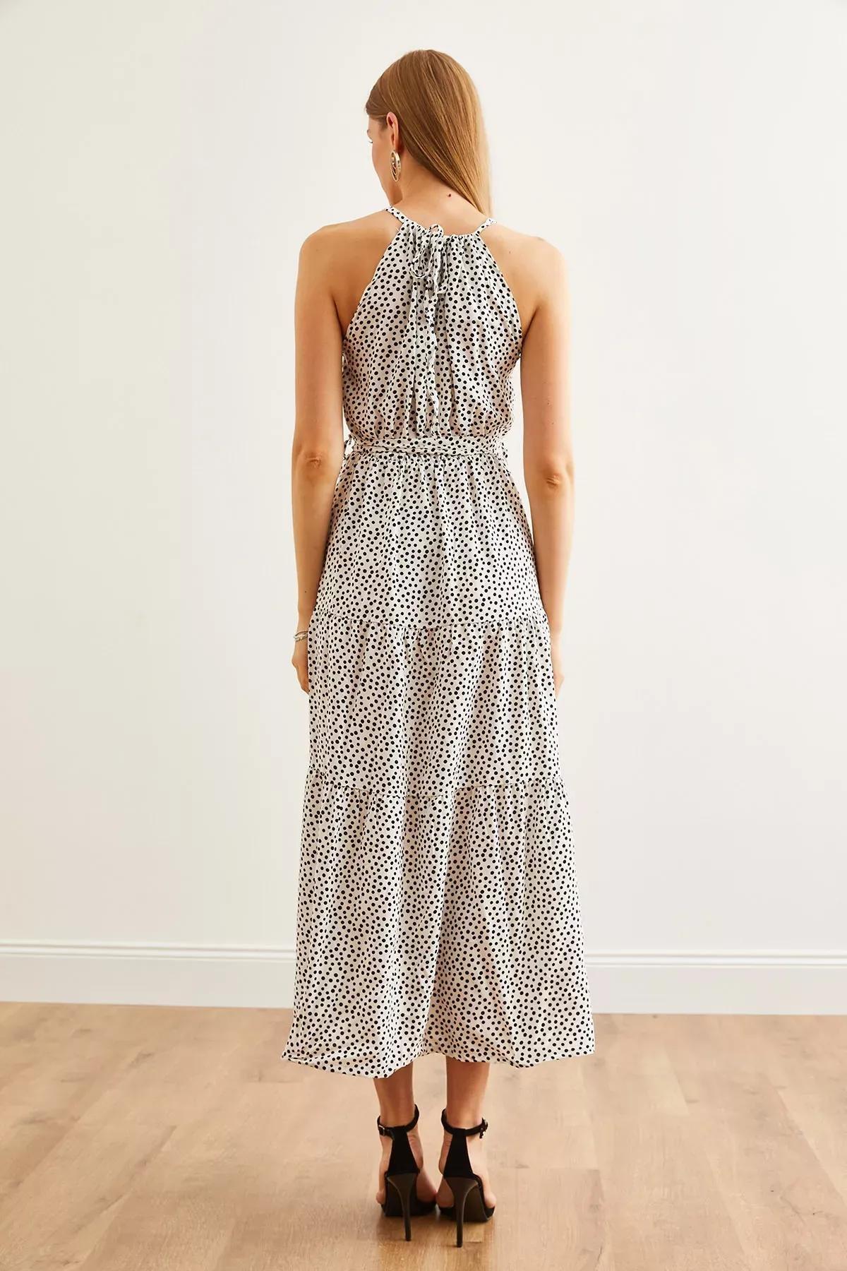 Beige Polka Dot  Dress, , large image number 4