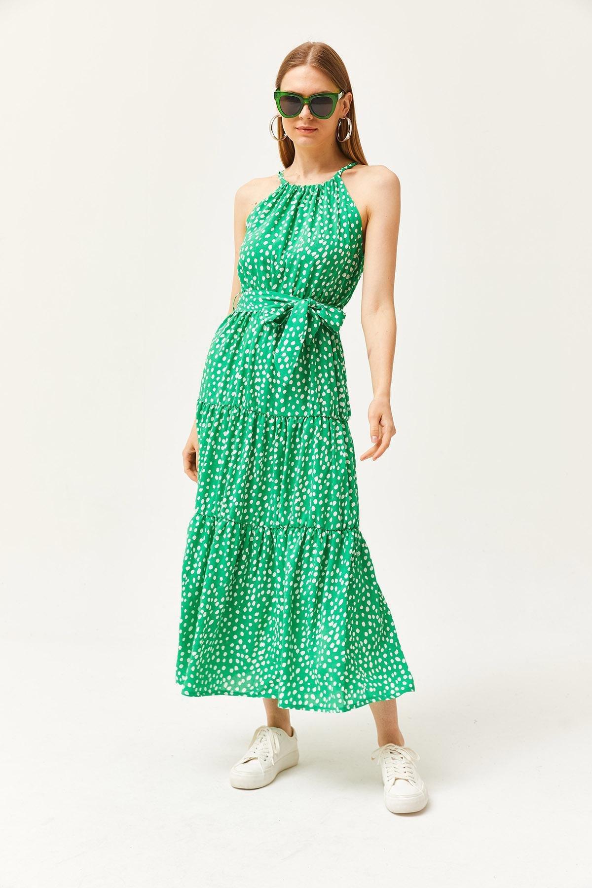 Green Polka Dot Halter Neck Dress, , large image number 2