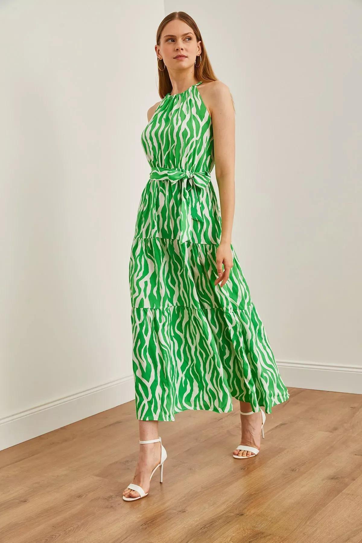 Green Zebra Belted Dress, , large image number 2