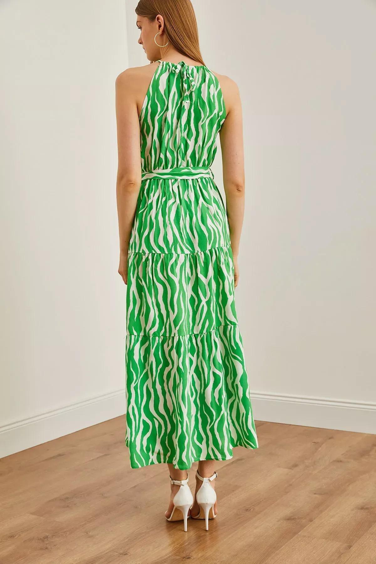 Green Zebra Belted Dress, , large image number 3