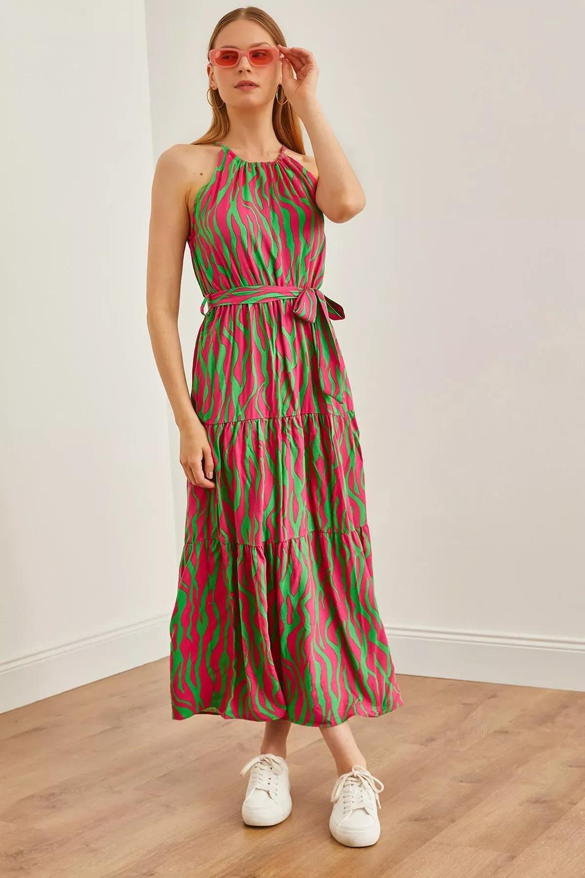 Pink Zebra Printed Maxi Dress, , large image number 0