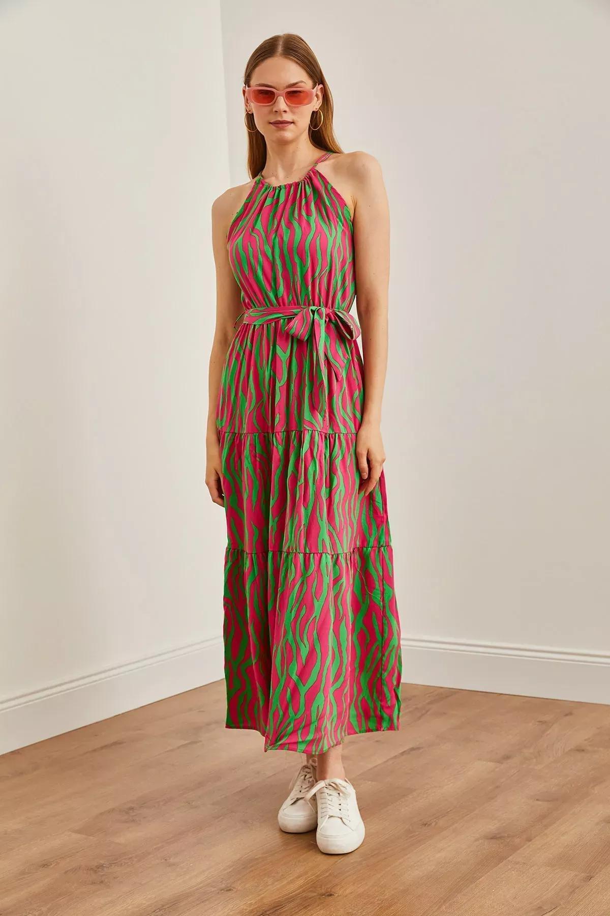 Pink Zebra Printed Maxi Dress, , large image number 1