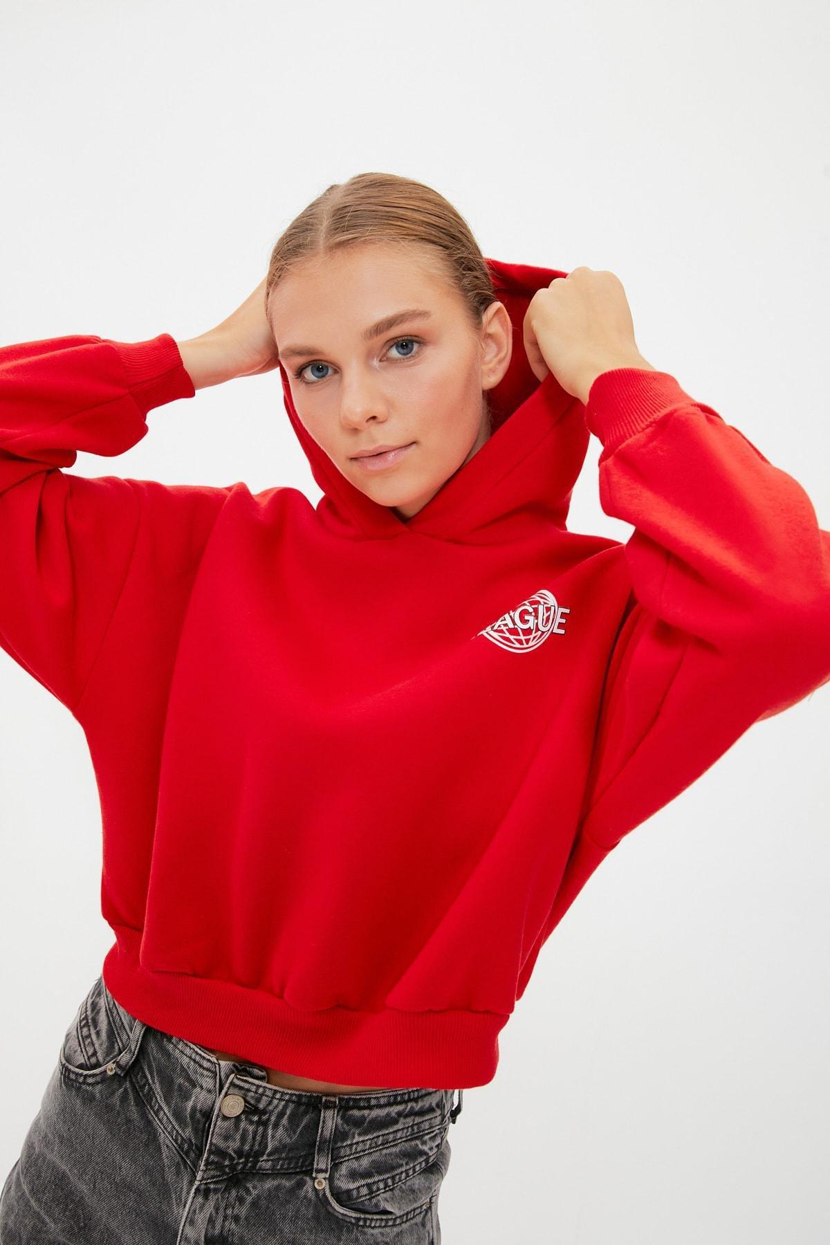 Red Printed Sweatshirt, Red, large image number 1