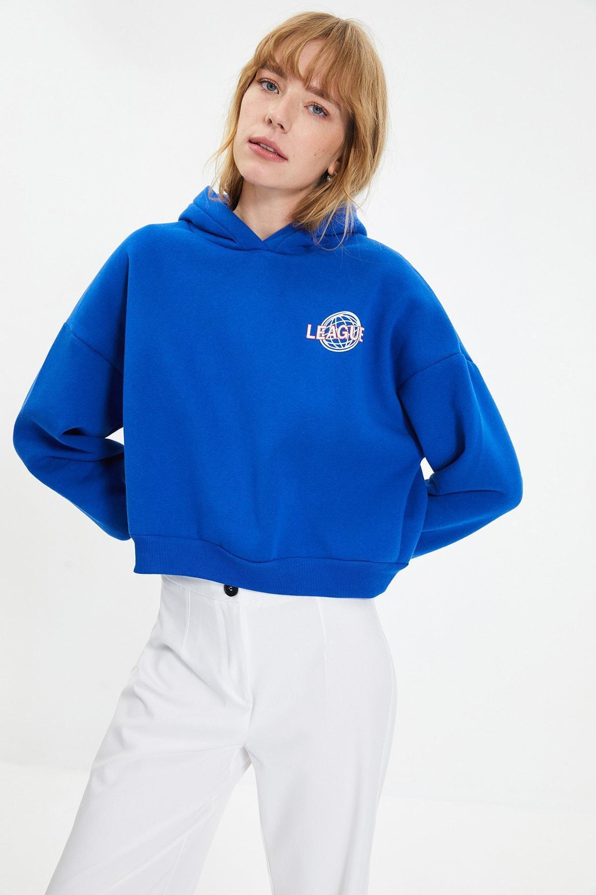 Blue Printed Sweatshirt, , large image number 1