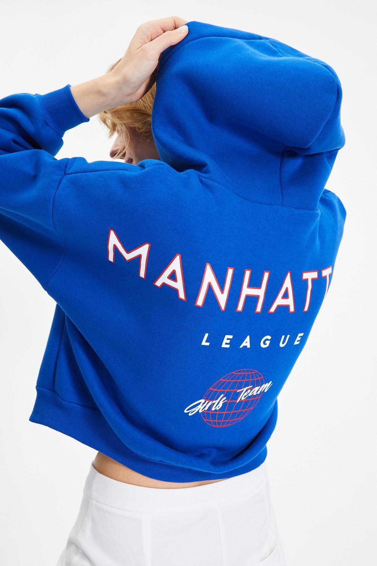 Blue Printed Sweatshirt, , large image number 2
