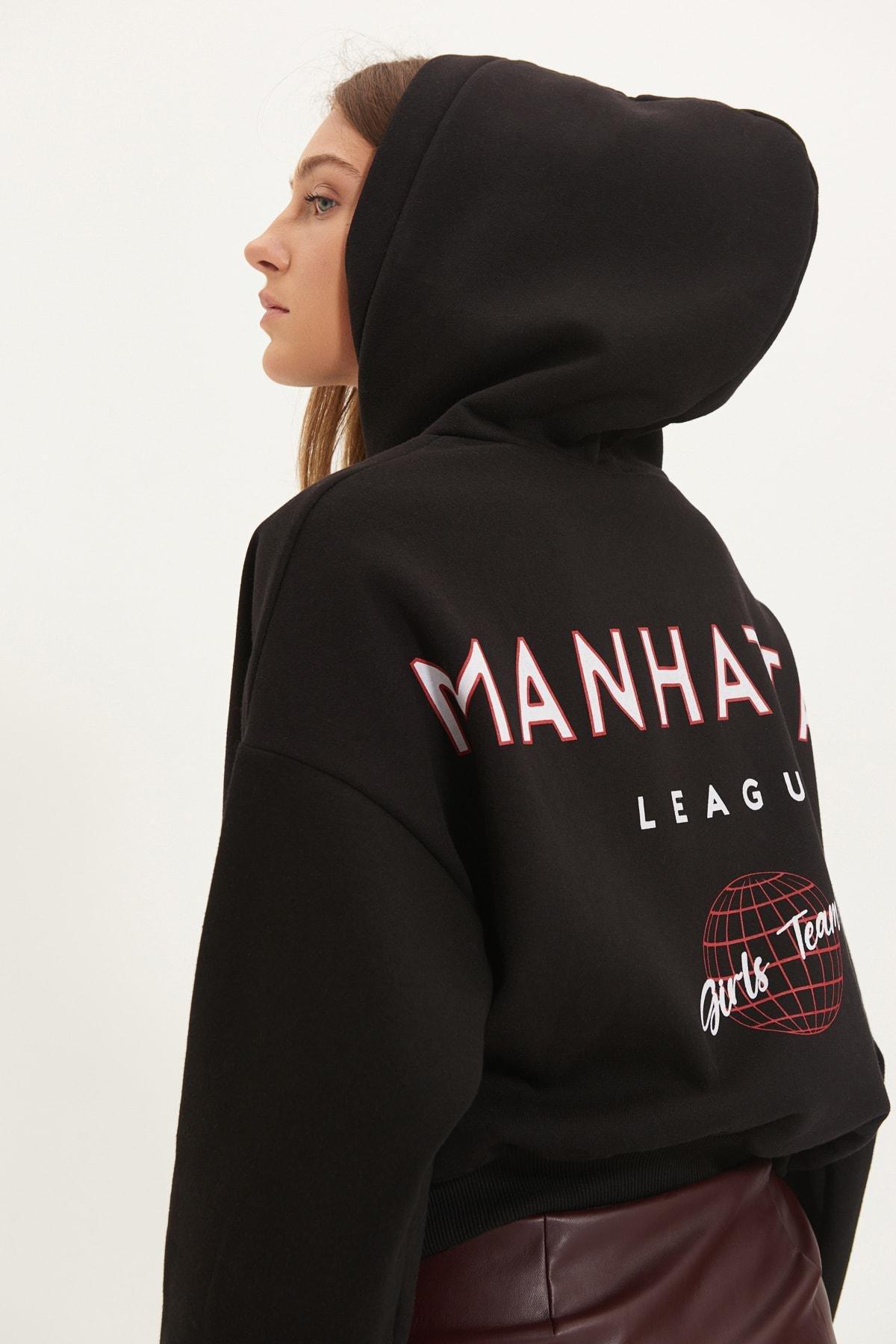 Black Printed Sweatshirt, Black, large image number 1