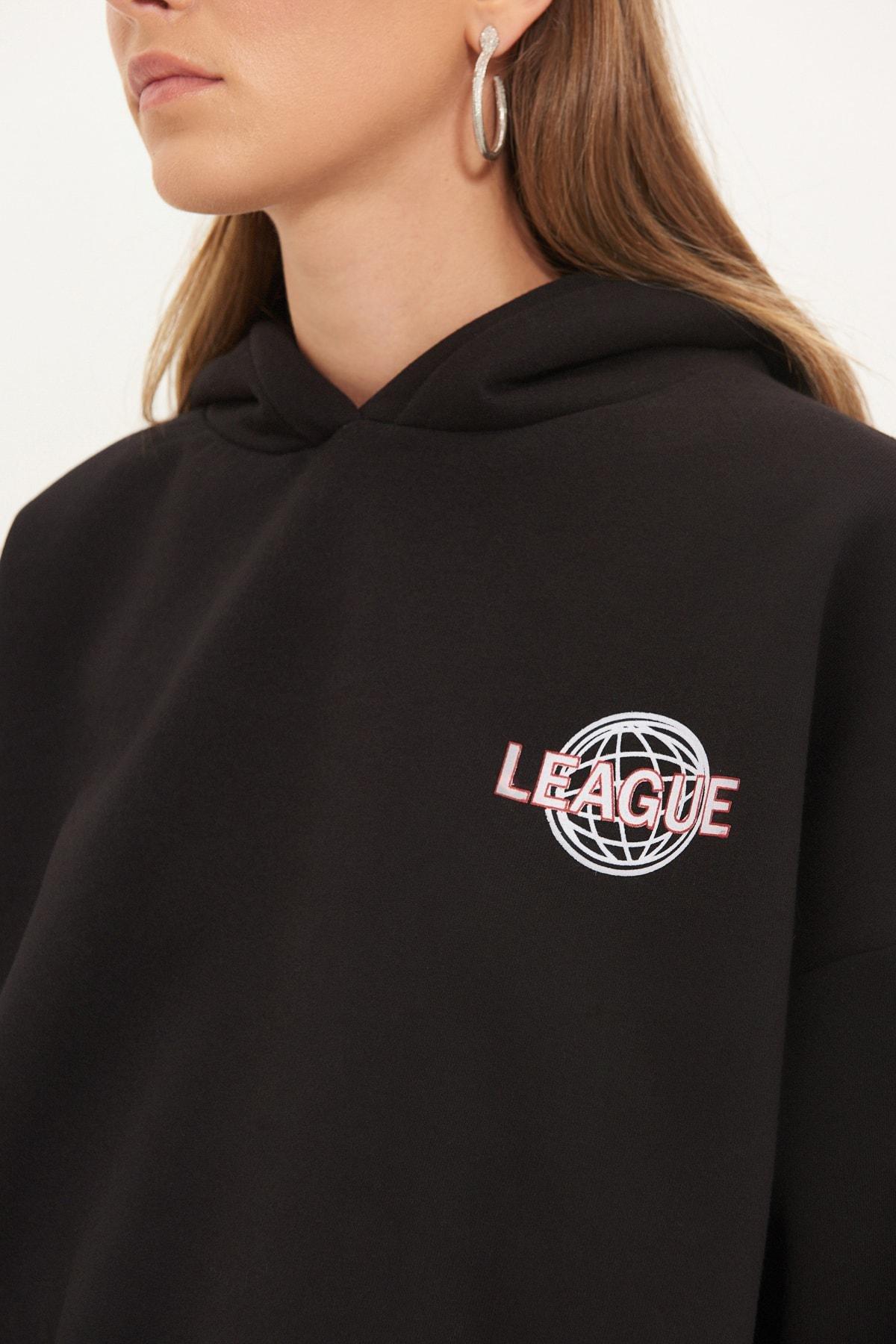 Black Printed Sweatshirt, Black, large image number 5