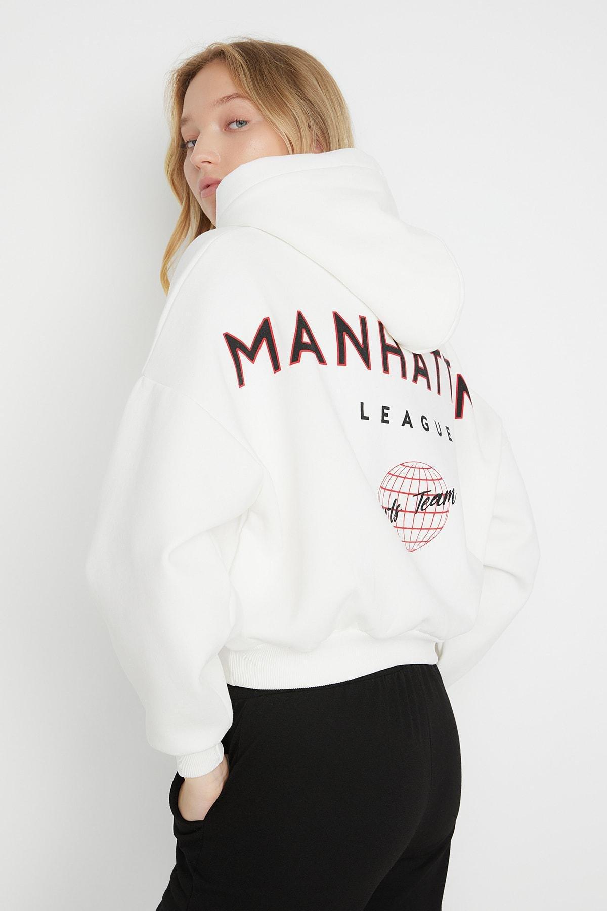 Cream Printed Sweatshirt, , large image number 0