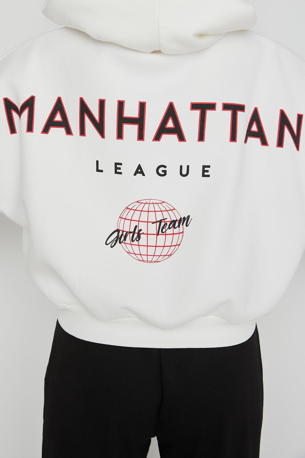 Cream Printed Sweatshirt, , large image number 4