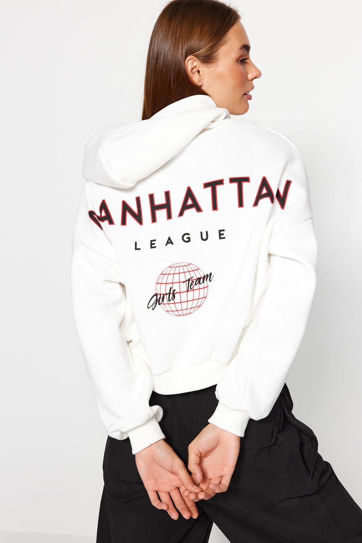 Cream Printed Sweatshirt, , large image number 5