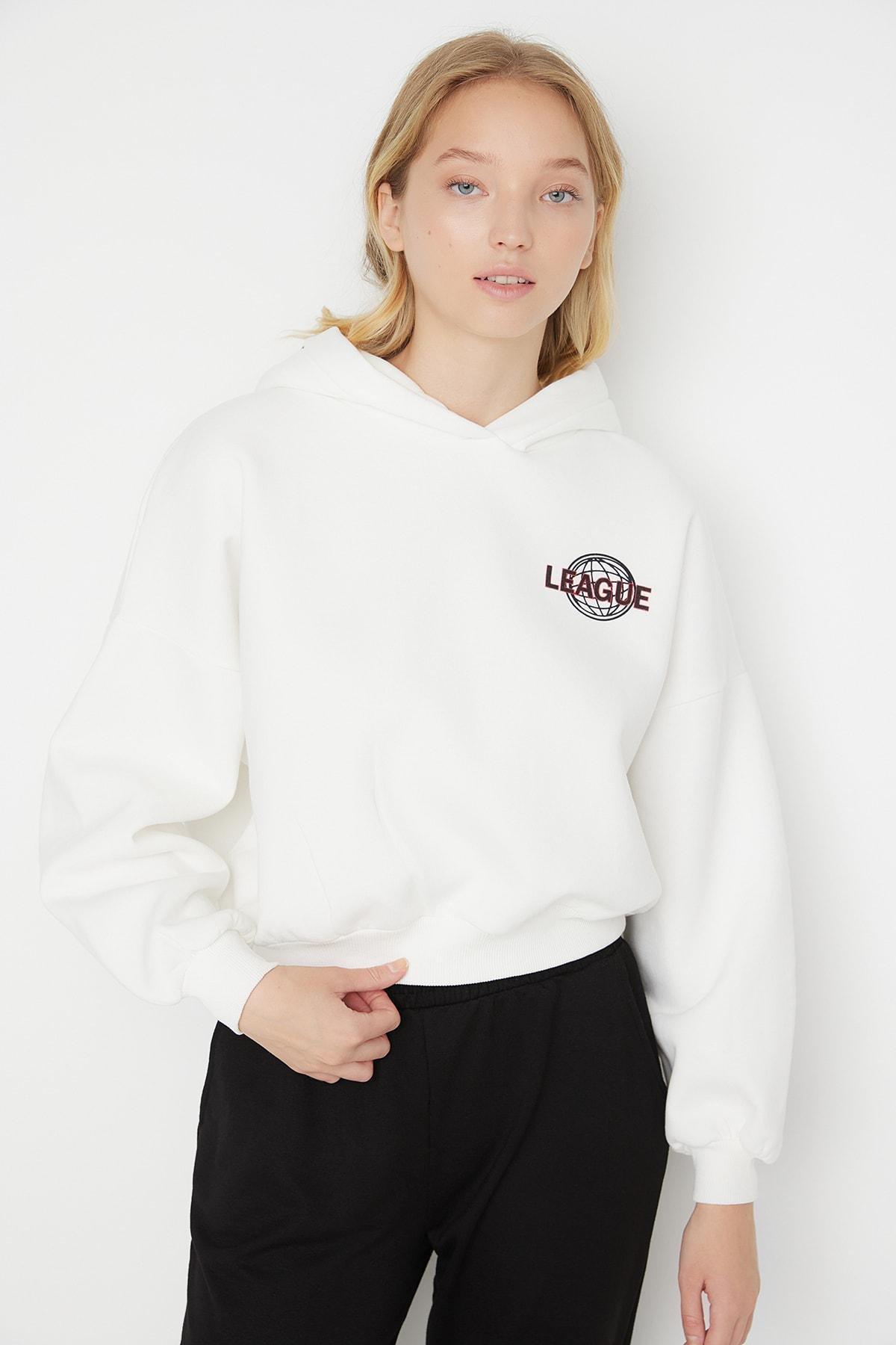 Cream Printed Sweatshirt, , large image number 6