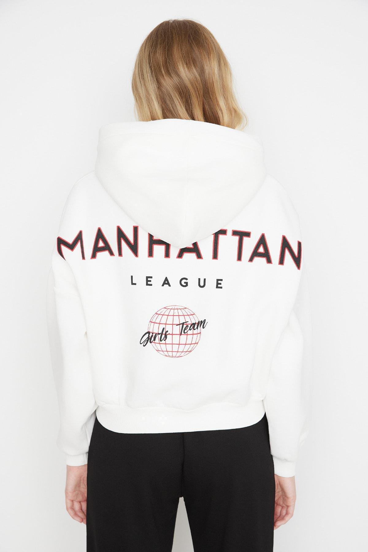 Cream Printed Sweatshirt, , large image number 8