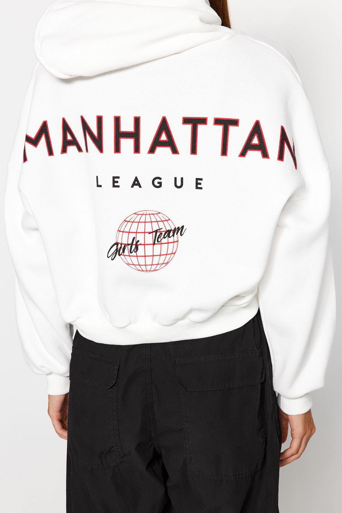 Cream Printed Sweatshirt, , large image number 9