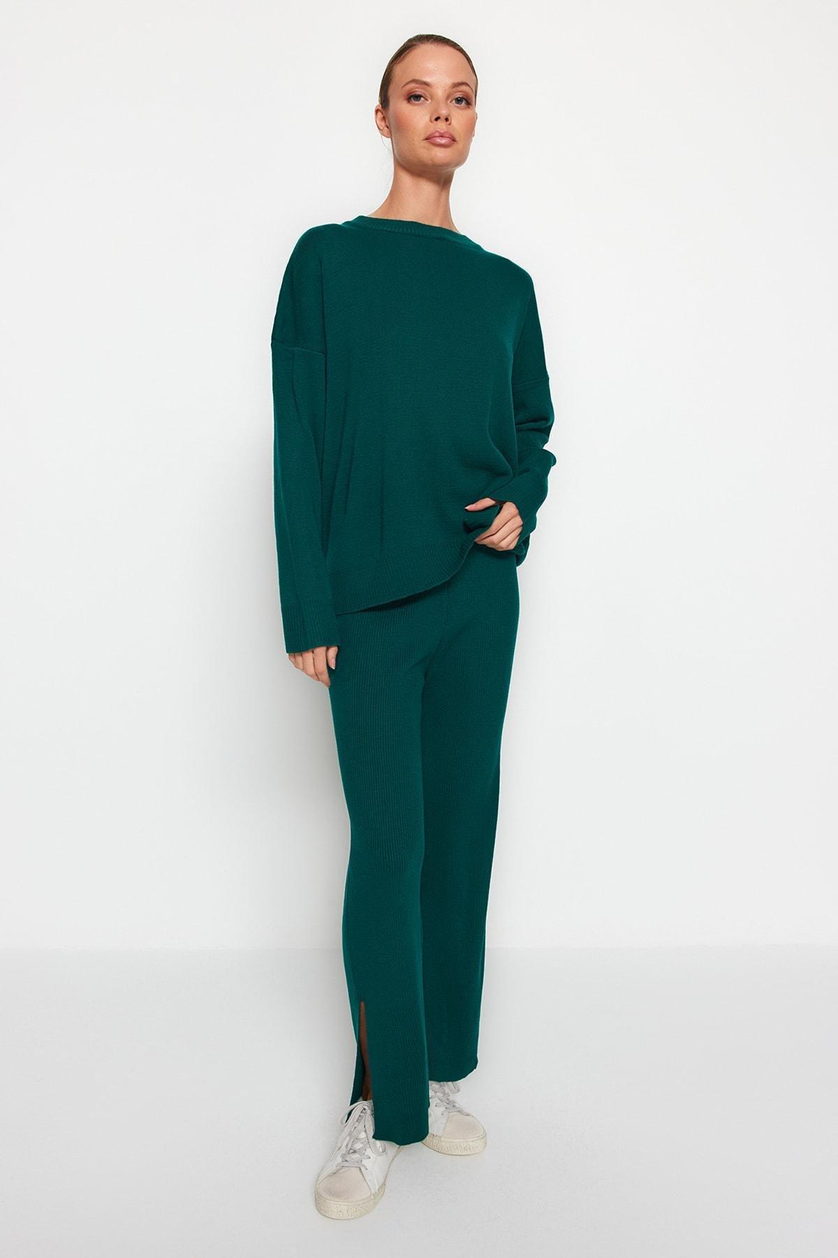 Green Oversize Knitted Co-Ord Set, , large image number 0
