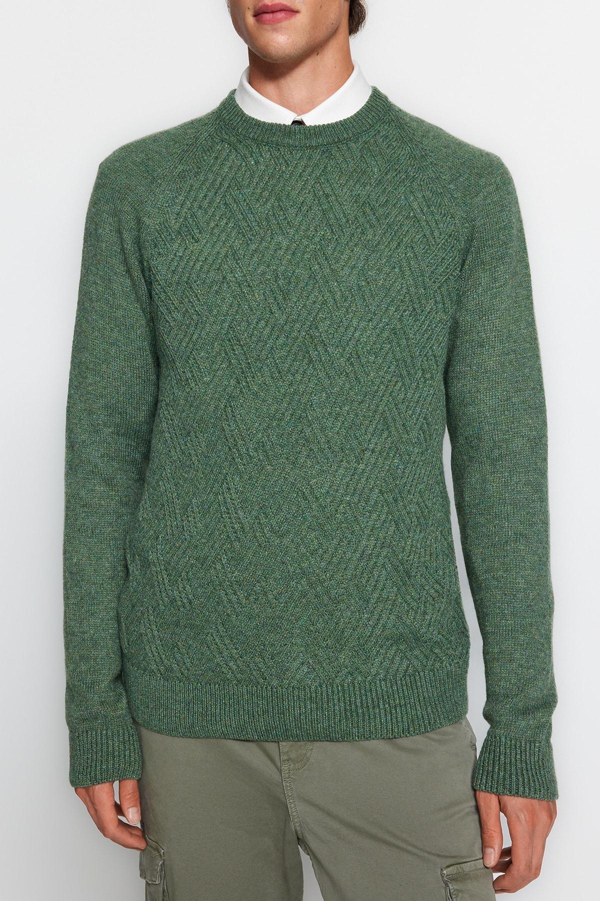 Green Slim Fit Sweater, , large image number 2