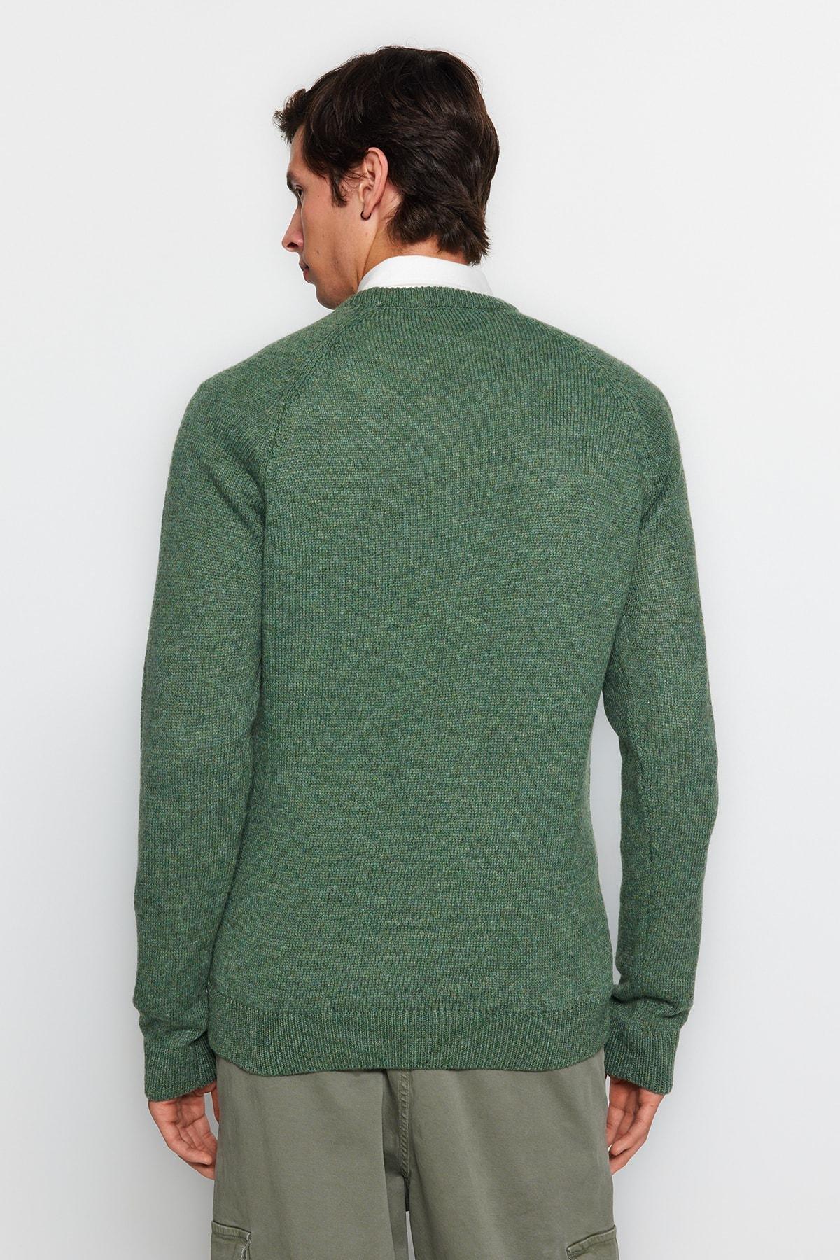 Green Slim Fit Sweater, , large image number 4