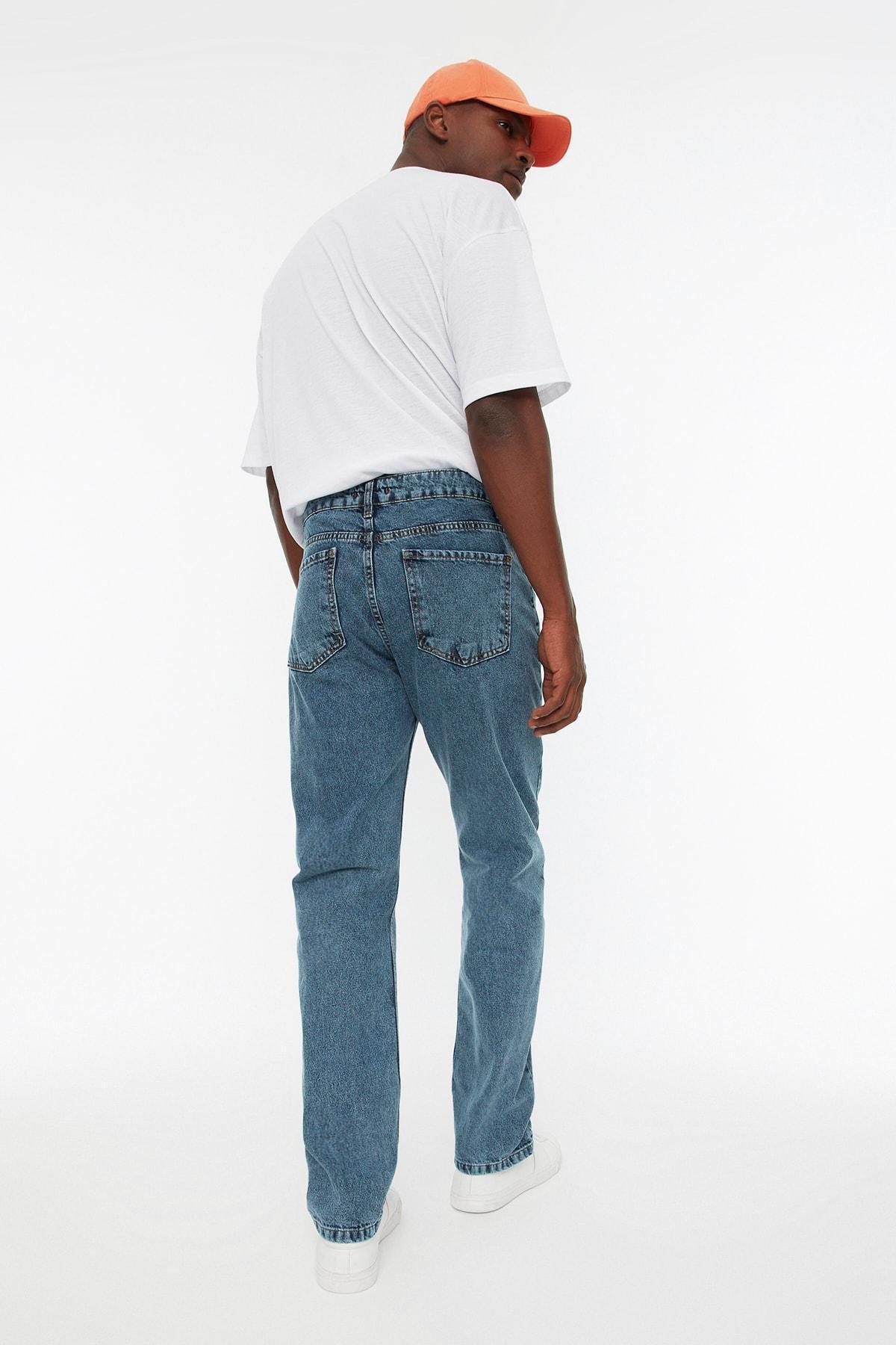 Trendyol - Blue Straight Mid-Waist Jeans