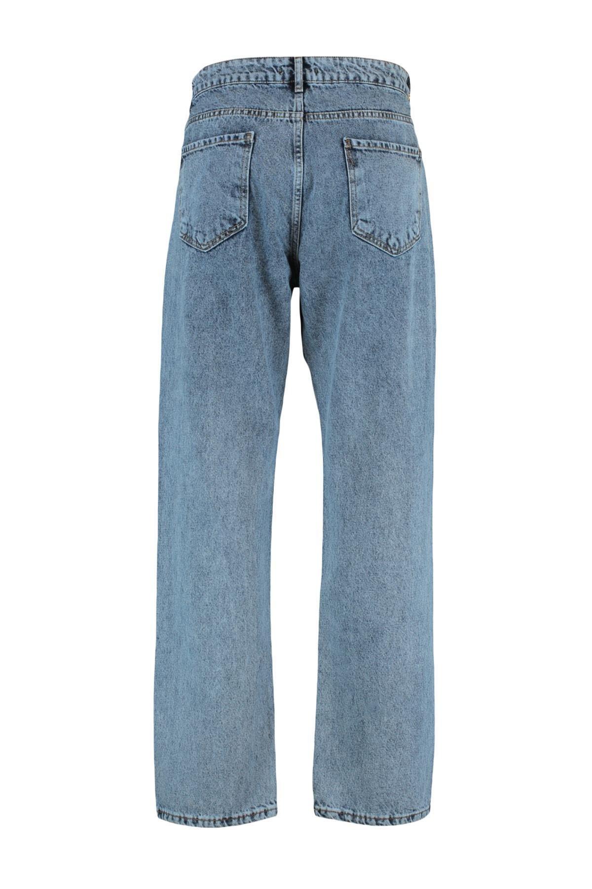 Blue Straight Mid-Waist Jeans, , large image number 5