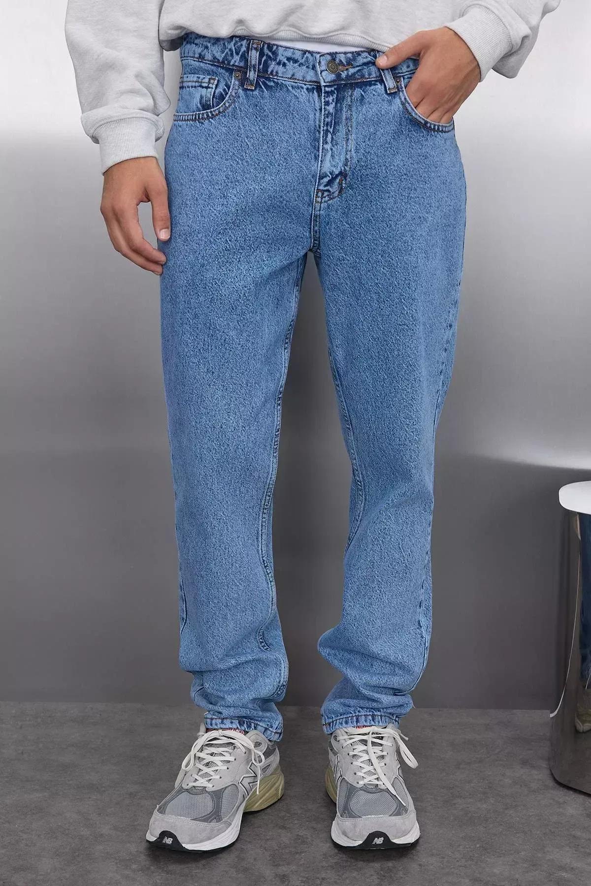 Blue Straight Mid-Waist Jeans, Blue, large image number 5