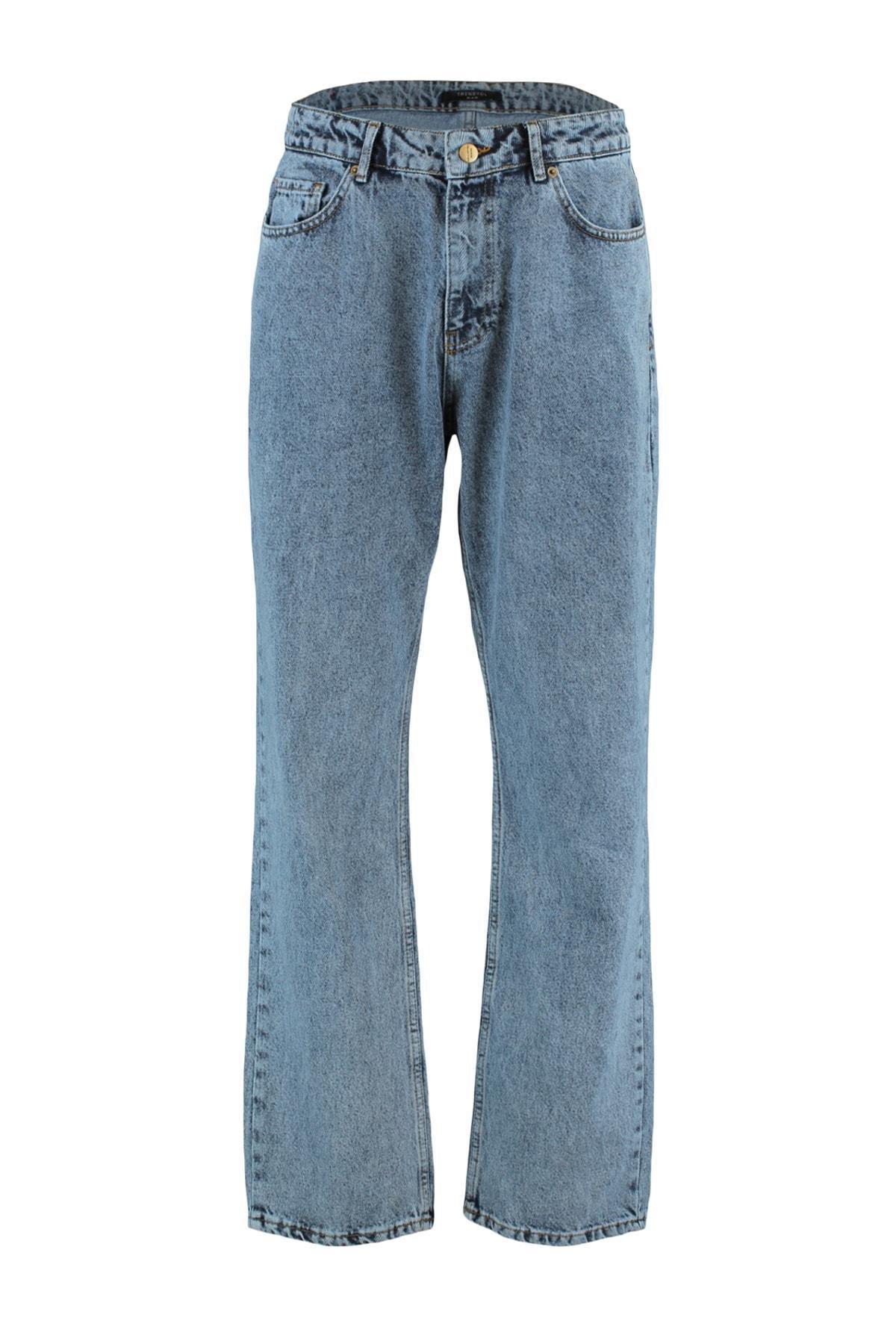Blue Straight Mid-Waist Jeans, , large image number 6
