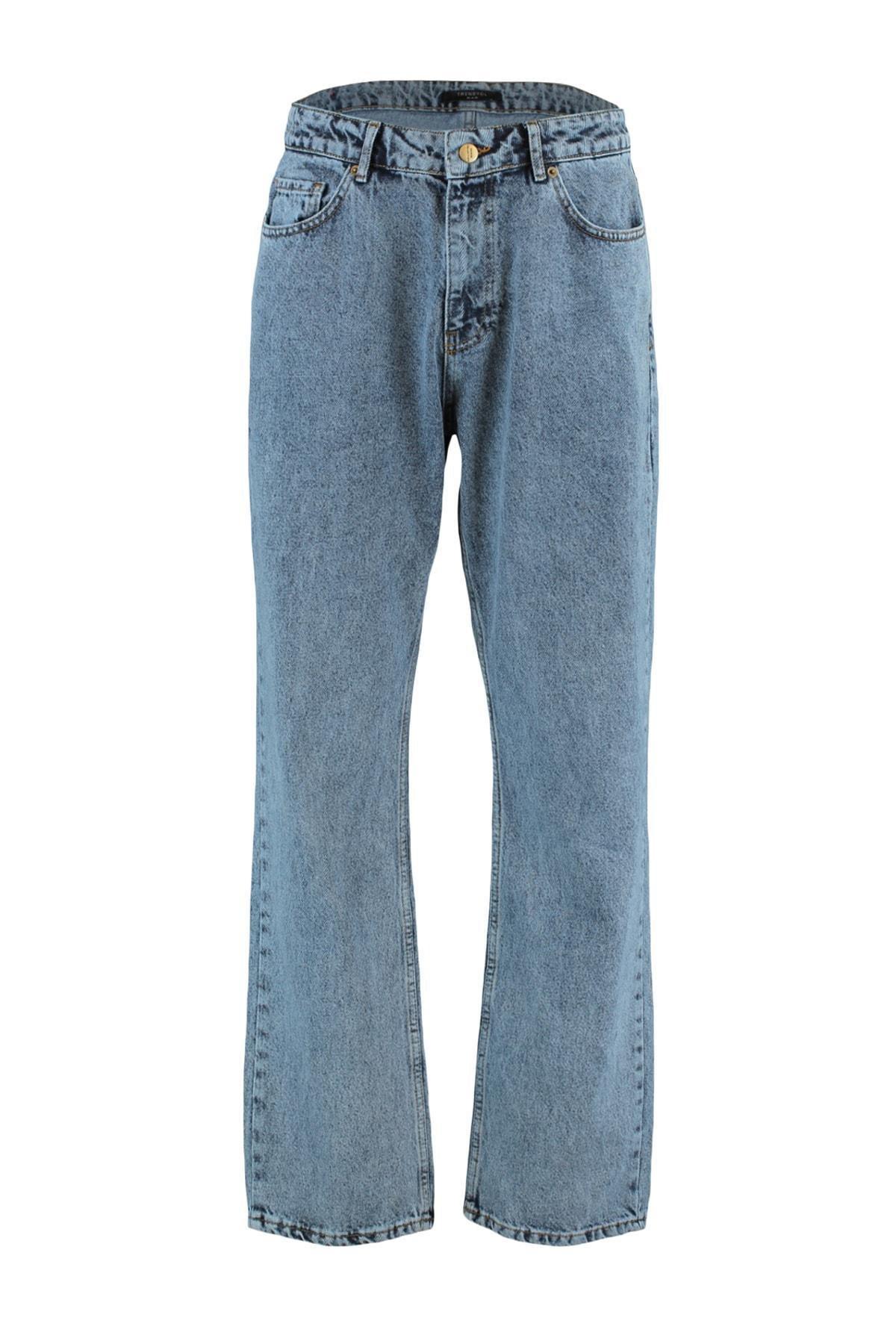 Trendyol - Blue Straight Mid-Waist Jeans