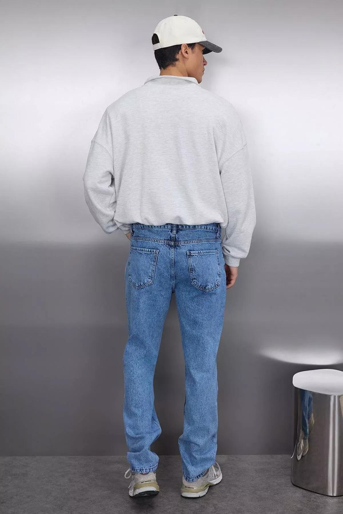 Blue Straight Mid-Waist Jeans, Blue, large image number 7