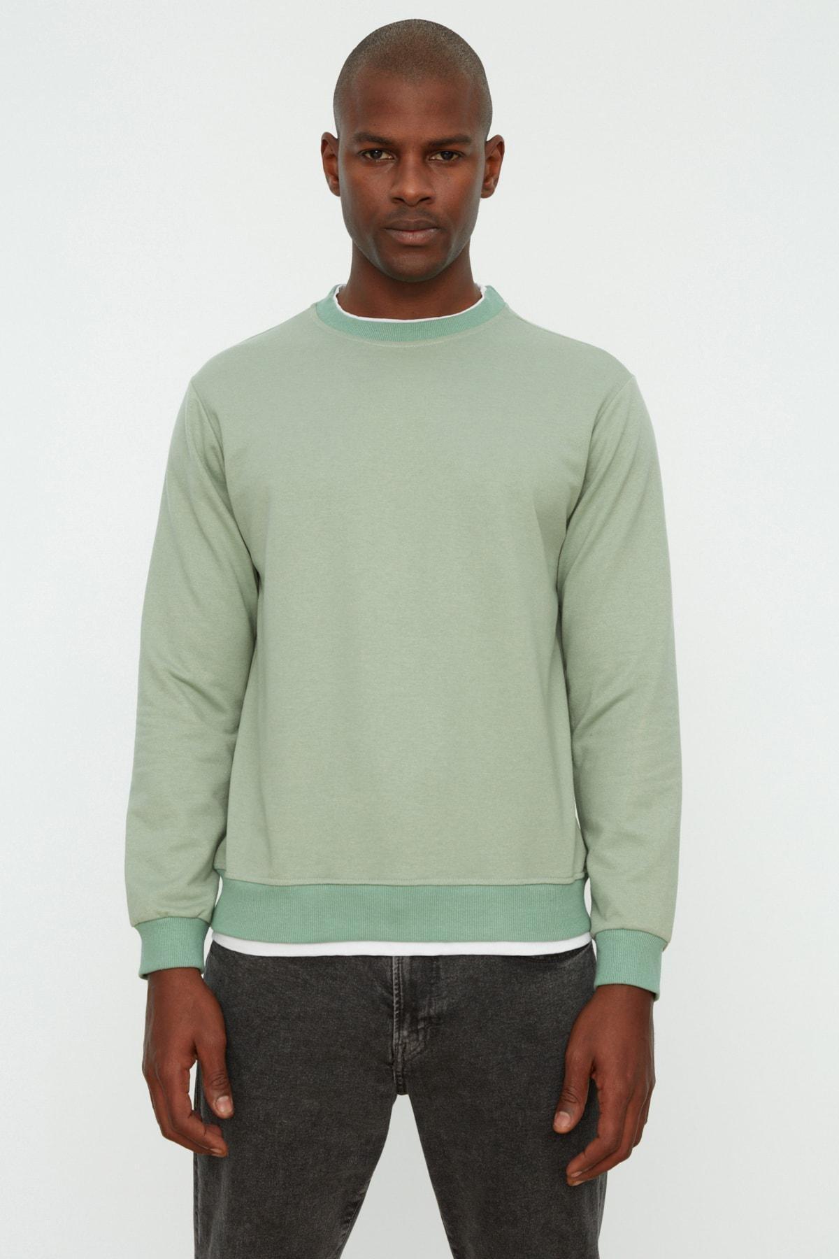 Green Crew Neck Sweatshirt, Green, large image number 0