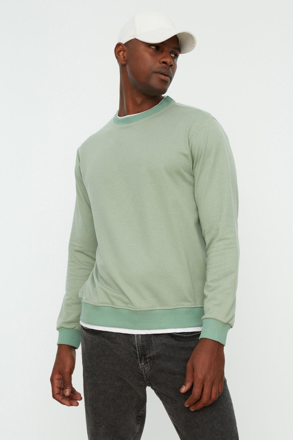 Green Crew Neck Sweatshirt, Green, large image number 5