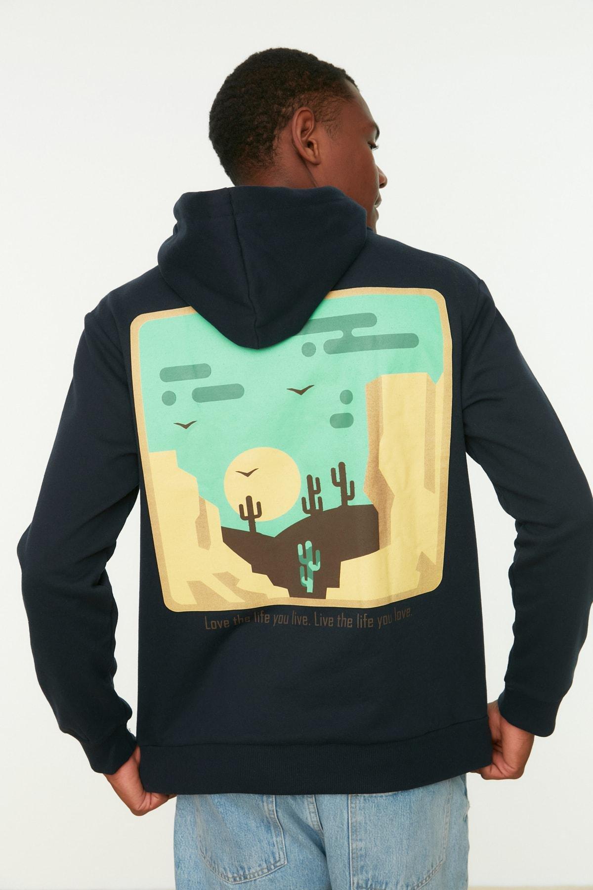 Navy Hooded Sweatshirt, , large image number 0