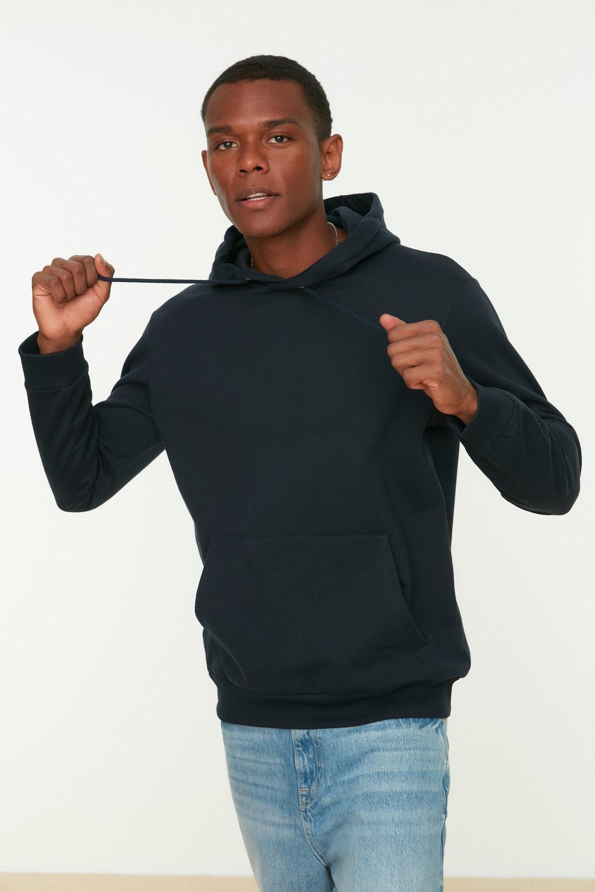 Navy Hooded Sweatshirt, , large image number 1