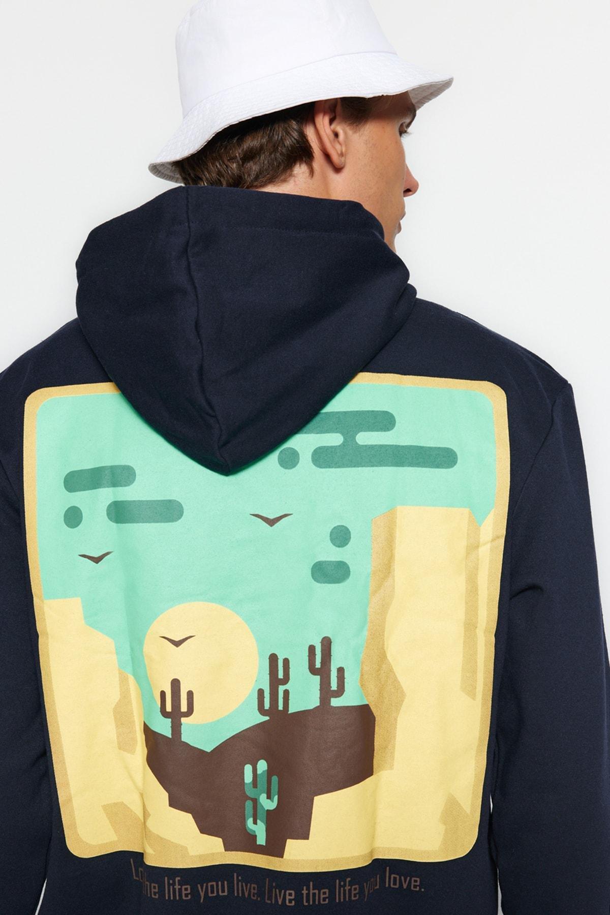 Navy Hooded Sweatshirt, , large image number 4