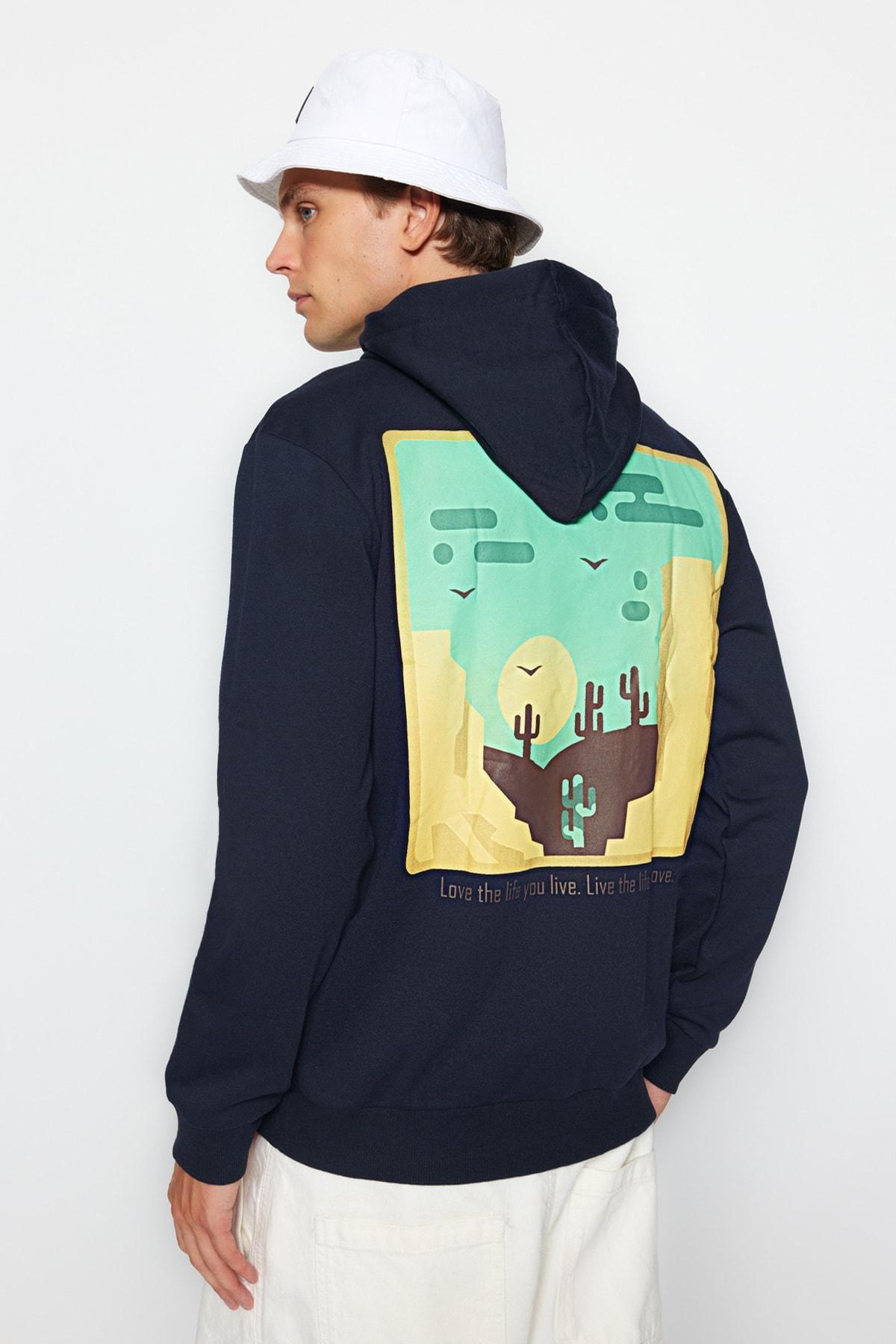 Navy Hooded Sweatshirt, , large image number 5
