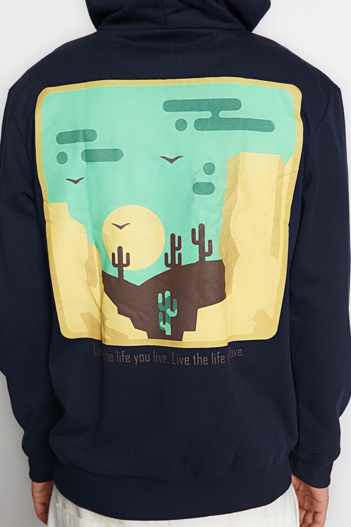 Navy Hooded Sweatshirt, , large image number 7