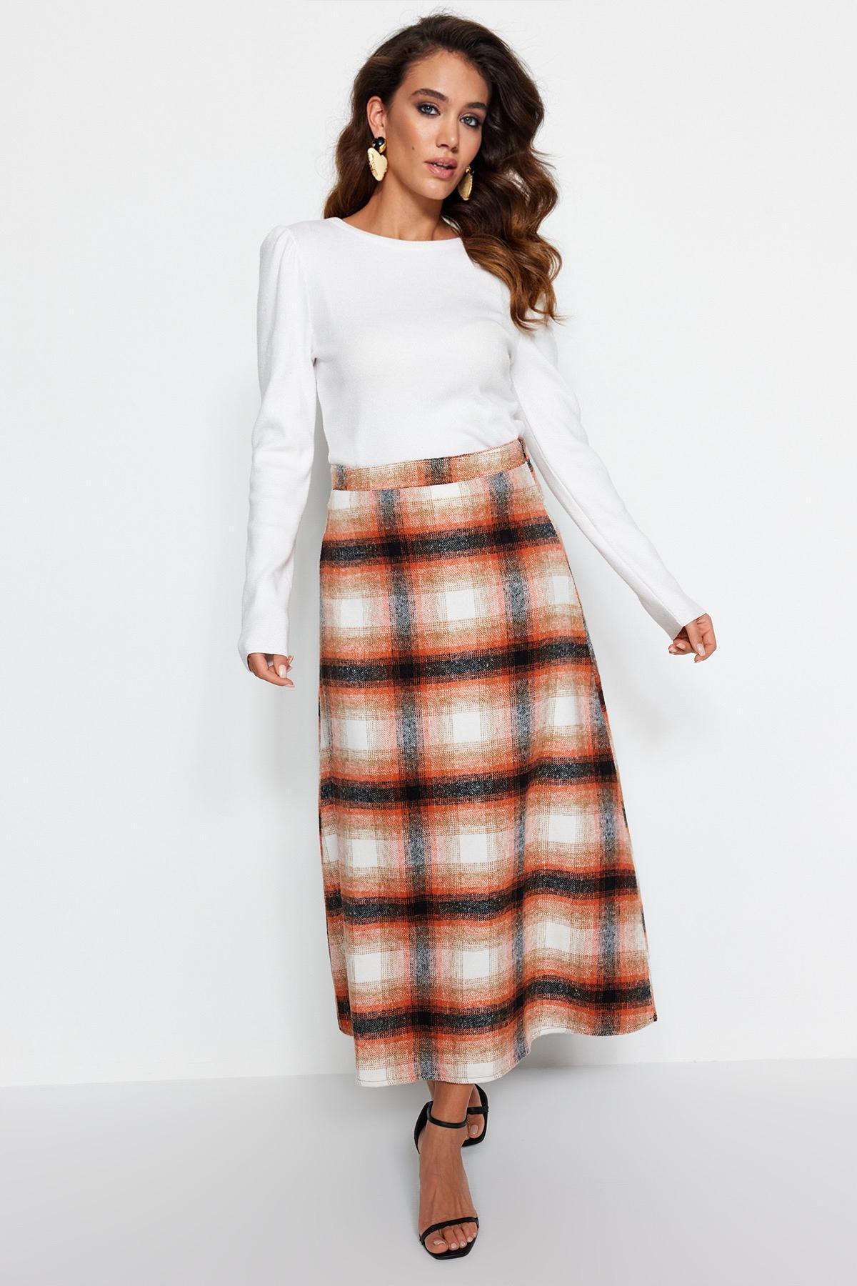 Orange A Line Maxi Skirt, , large image number 3