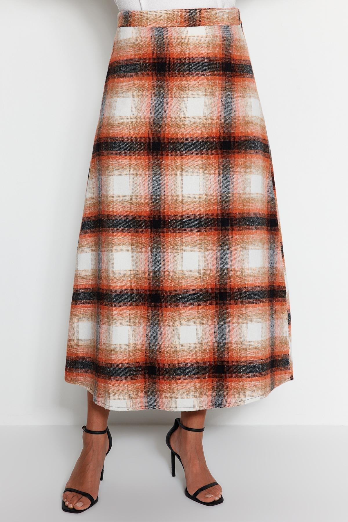 Orange A Line Maxi Skirt, , large image number 4