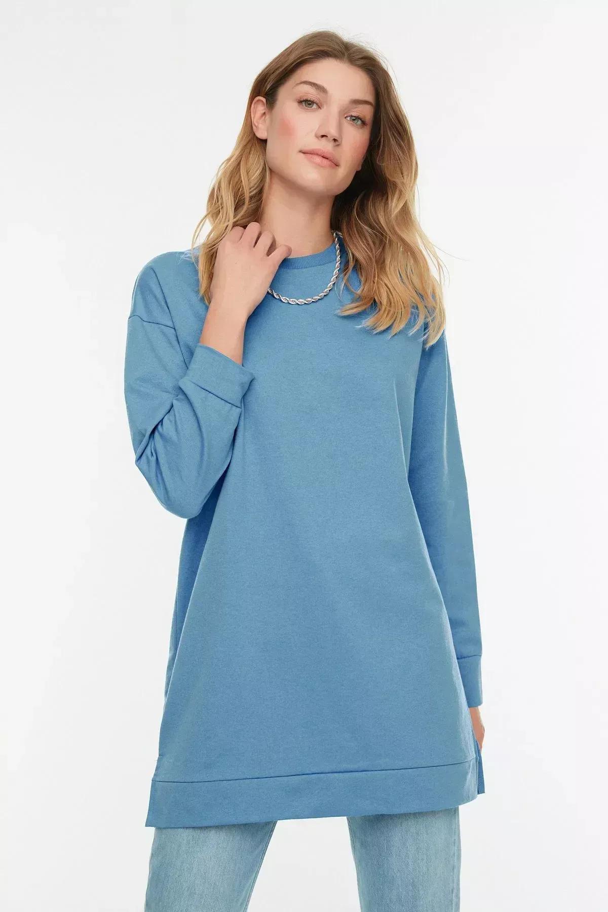 Blue Relaxed Sweatshirt, Blue, large image number 6