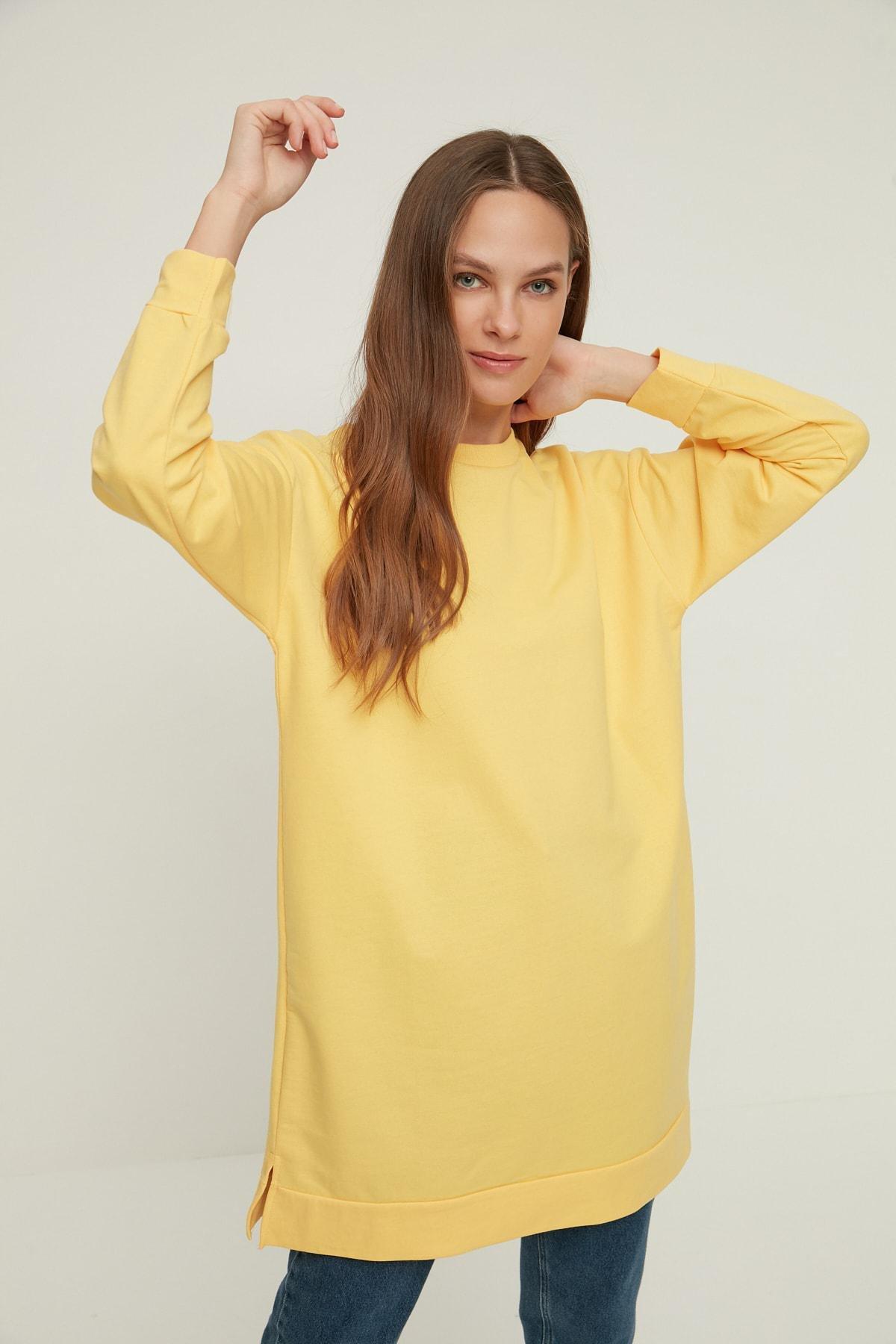 Yellow Relaxed Sweatshirt, Yellow, large image number 0