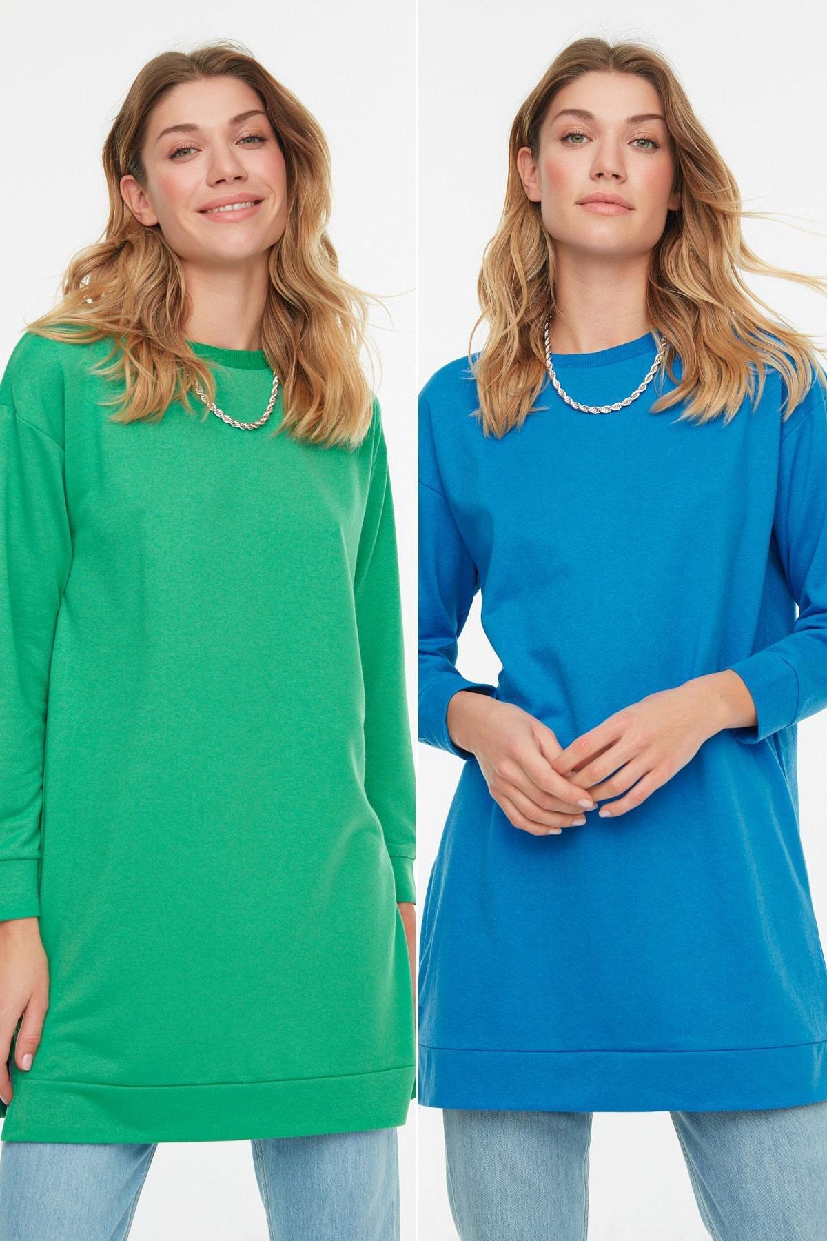 Multicolour Crew Neck Sweatshirt, Set Of 2, Blue, large image number 0