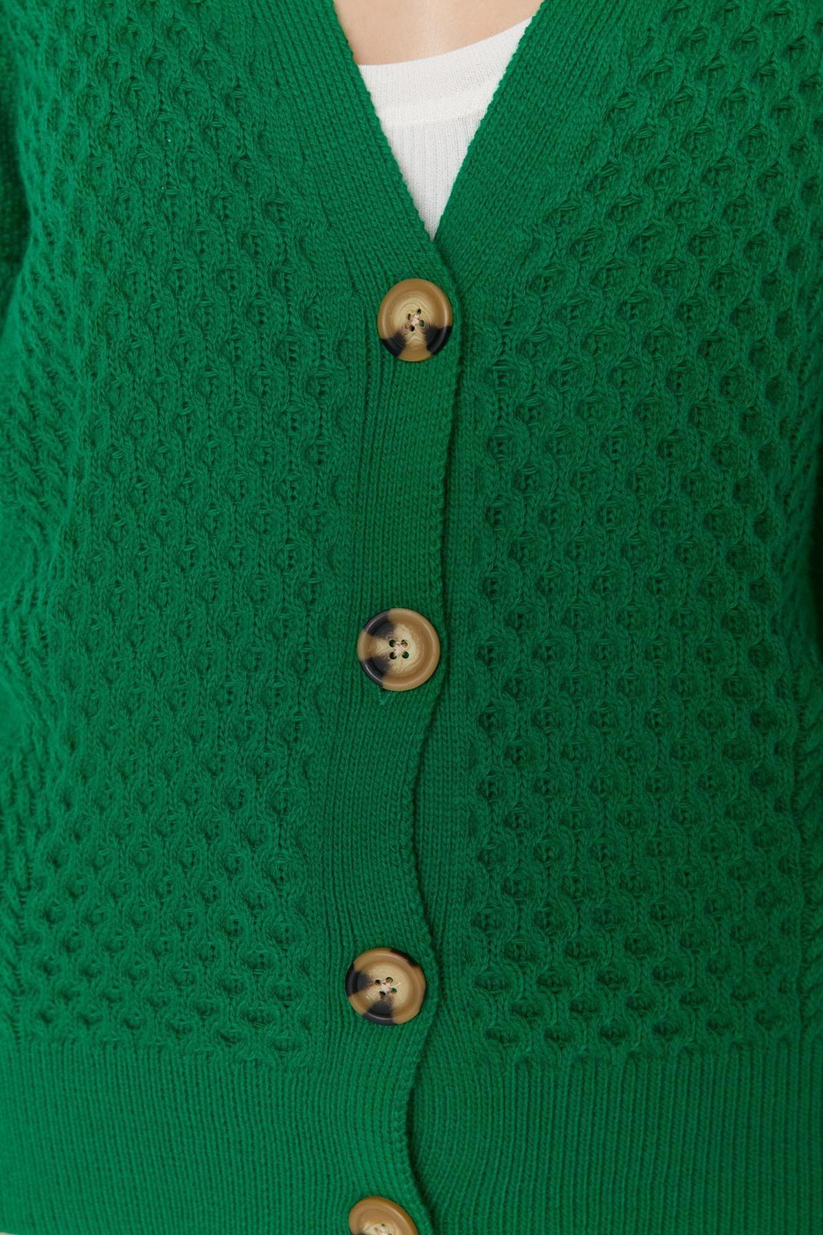 Green V Neck Cardigan, , large image number 2