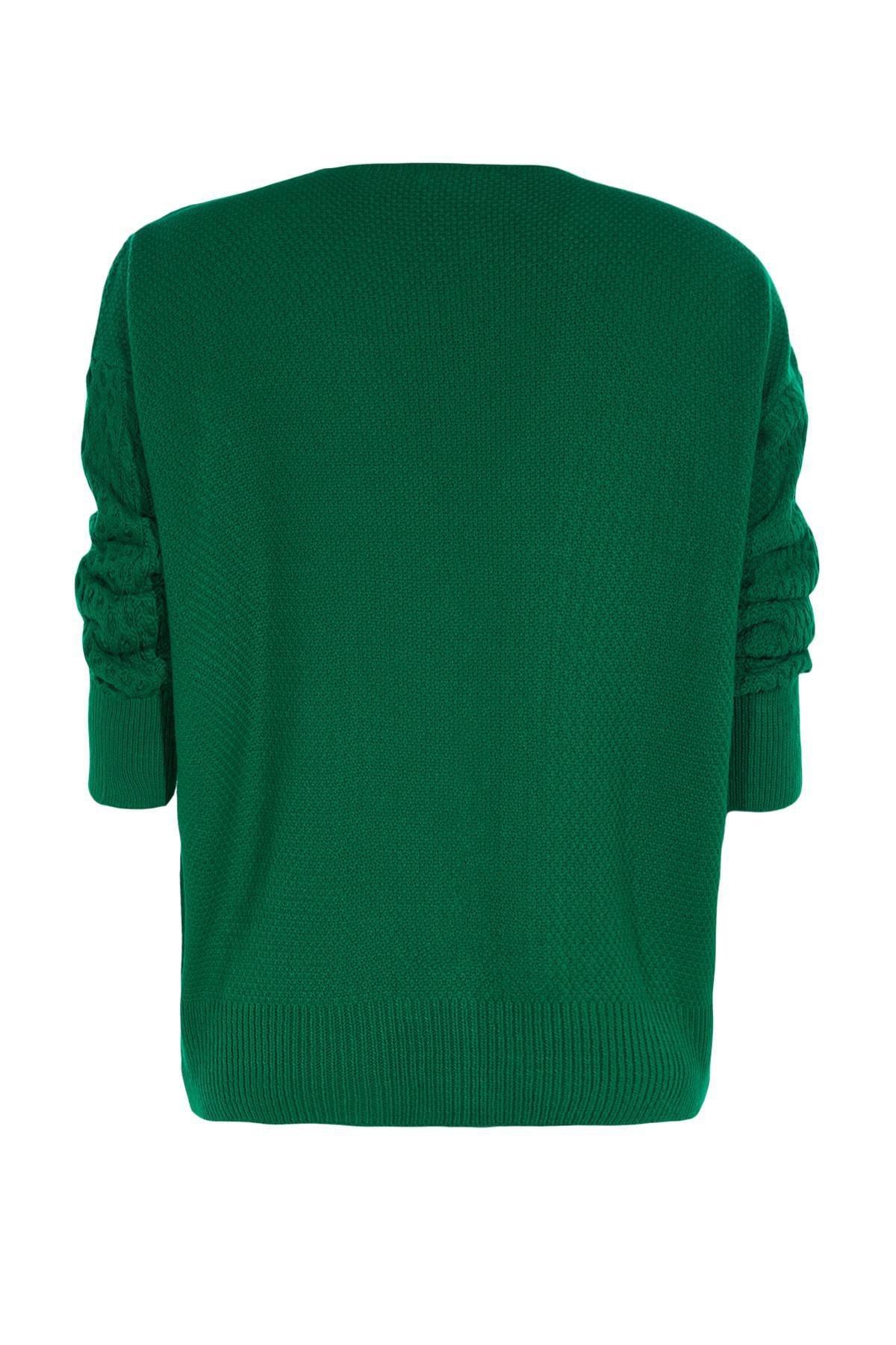 Green V Neck Cardigan, , large image number 4