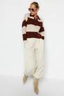 Trendyol - Brown Striped Sweater