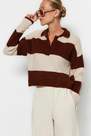 Trendyol - Brown Striped Sweater